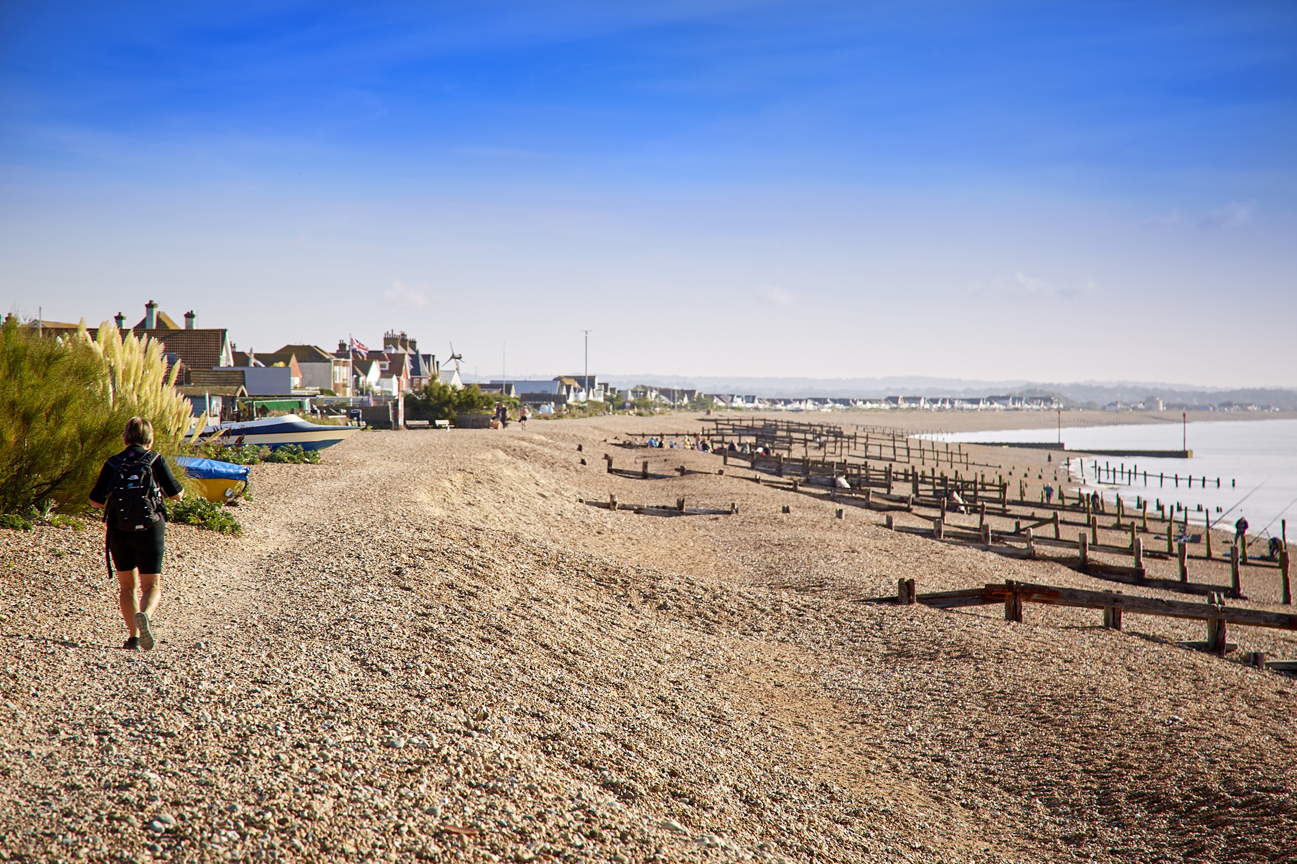 People on Pevensey Bay beach